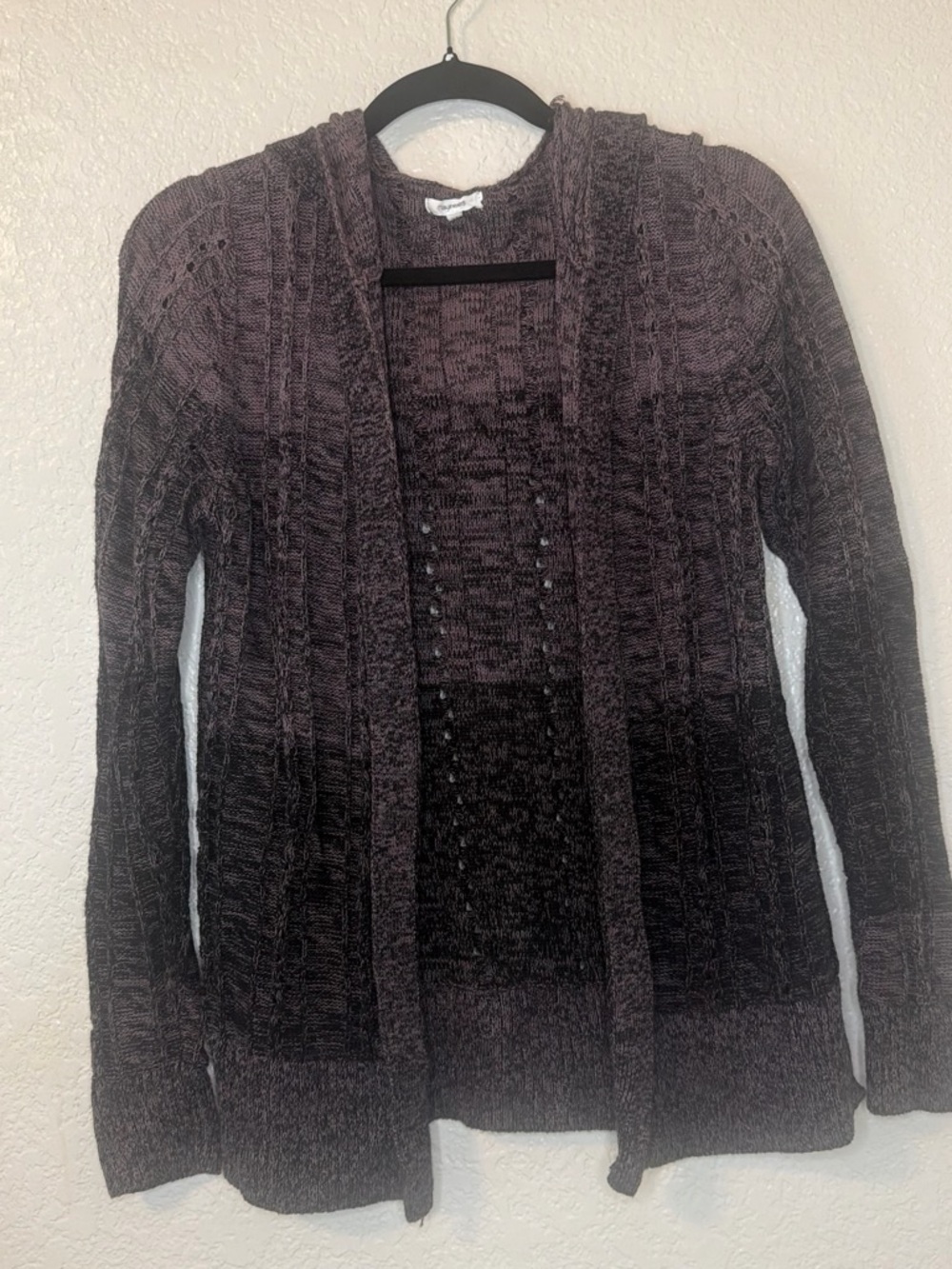 100% cotton Open-Front Cable Knit Women's Sweater Cardigan - Dark Charcoal
